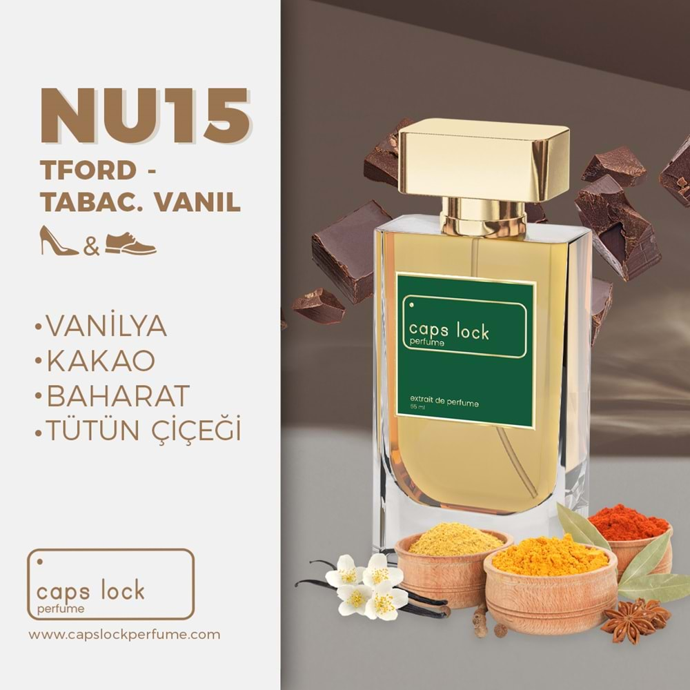 CAPS LOCK PERFUME NU15-(Tom Ford-Tobacco Vanille Muadili) 55 ml.